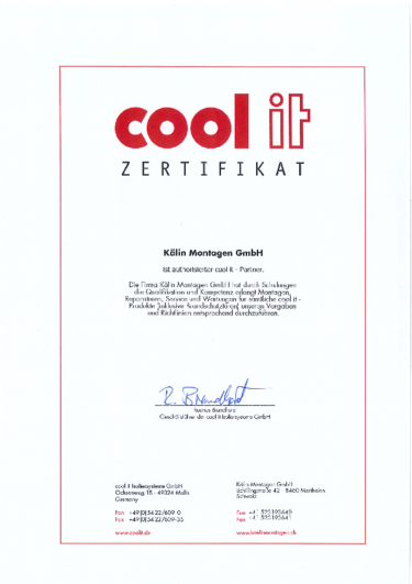 Zertifikat Coolit 